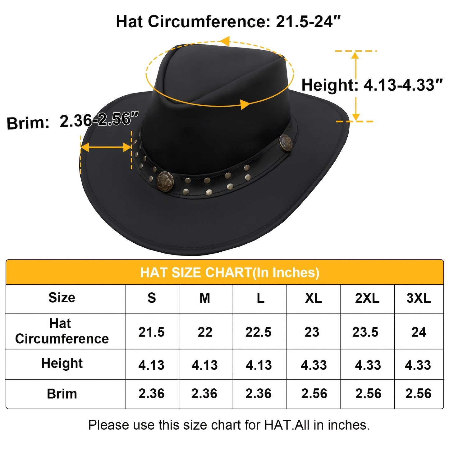 DREAM APPAREL Genuine Cowhide Leather Cowboy Hat