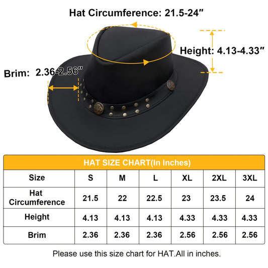 DREAM APPAREL Genuine Cowhide Leather Cowboy Hat