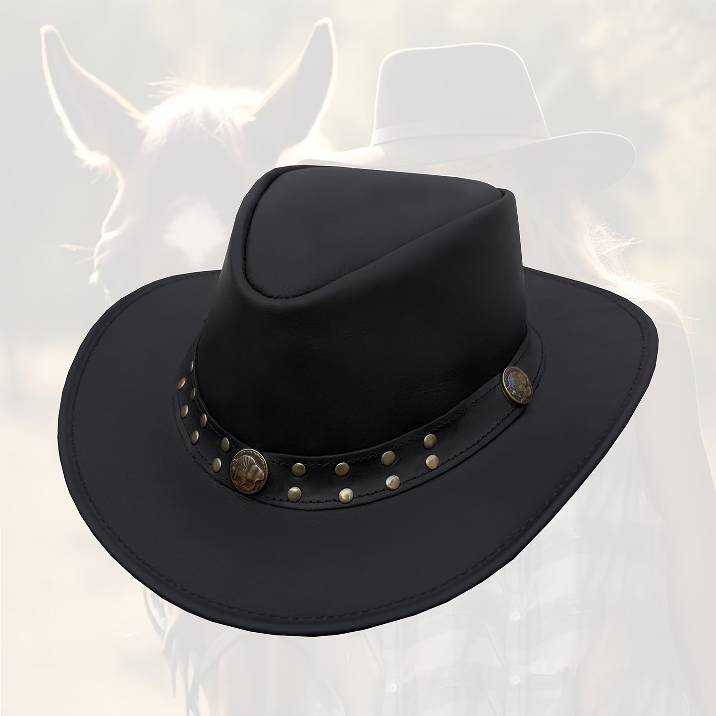 DREAM APPAREL Genuine Cowhide Leather Cowboy Hat