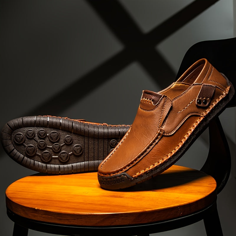 Men's Split Cow Faux Leather Upper Loafer Shoes Slip On